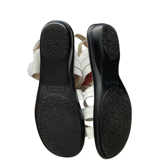 Propet 10 M Aurora Adjustable Strappy Sandals White Leather Comfort Low - Picture 9 of 10
